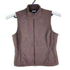 Womens Brown Columbia Quilted Vest Jacket Polyester Zip Up Sleeveless Size S